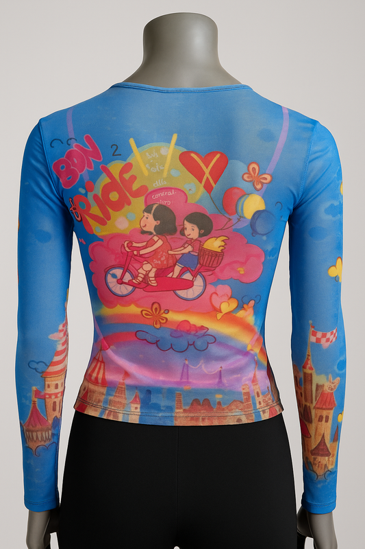 Printed Mesh T Shirt with Embelishment Born To Ride Print