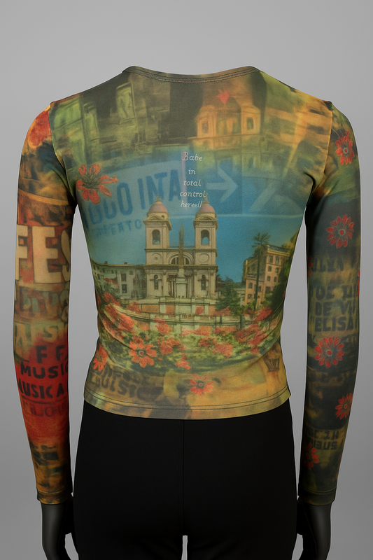 Printed Mesh T Shirt with Embelishment Ergo Italia