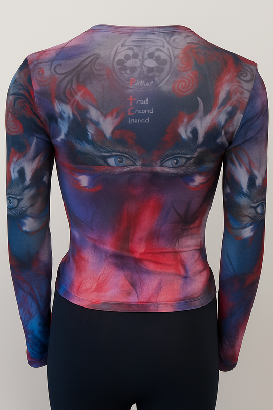 Printed Mesh T Shirt with Embelishment eye mask