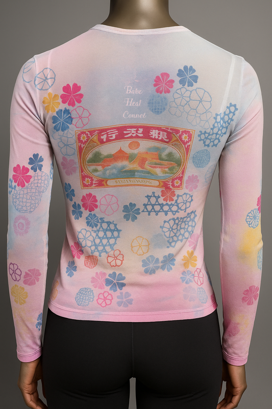 Printed Mesh T Shirt with Embelishment Hang Lee Print