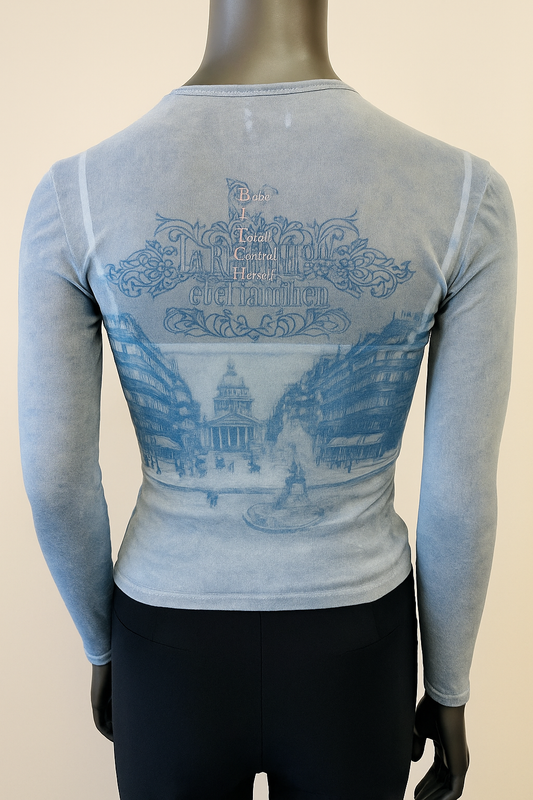 Printed Mesh T Shirt with Embelishment Patheon Print