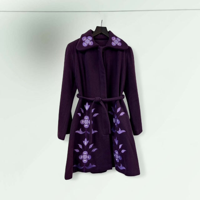 Embroided Purple wool Coat