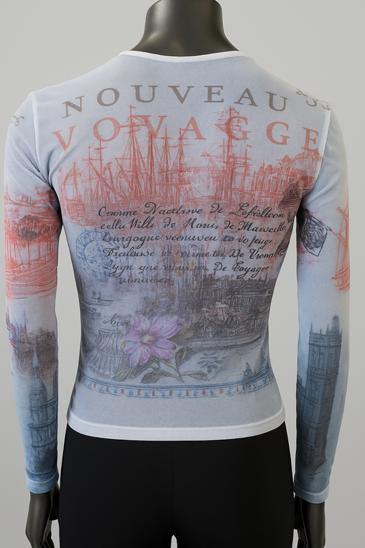 Printed Mesh T Shirt with Embelishment Thamesis Print