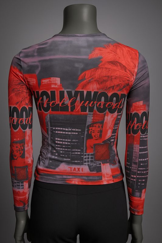 Printed Mesh T Shirt with Embelishment Tinsel Town Print