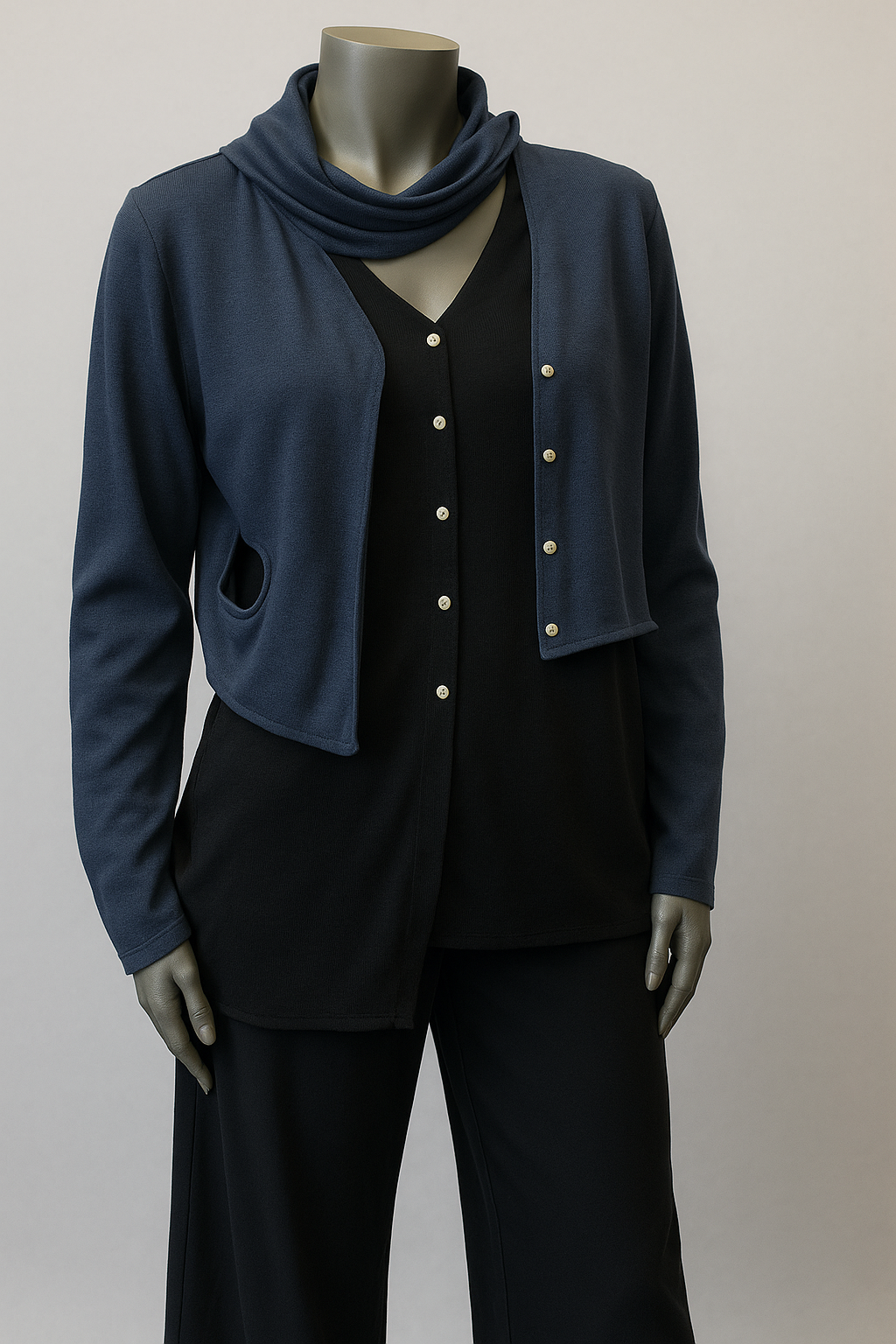 Two tone Blue black layered cardigan