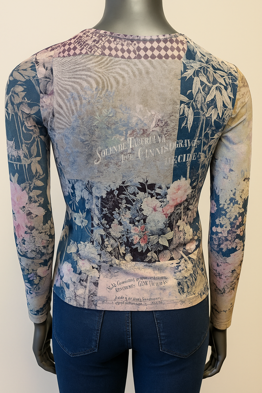 Printed T shirt with sleeves with Embelishment Vintage Eclipse Print