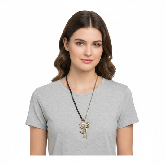 Rope leather and chain necklace with selected charms