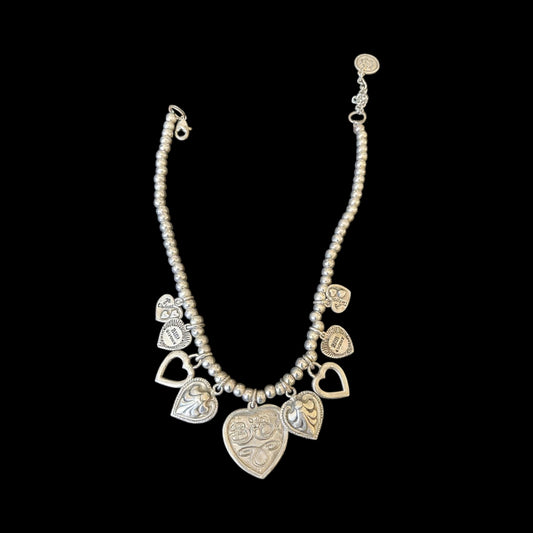 Silver pendent with selected heart charms
