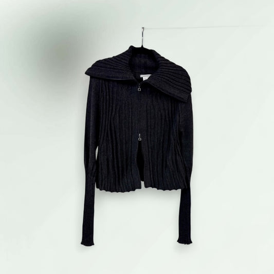 Ribbed Knit Zip Cardigan Style 2733