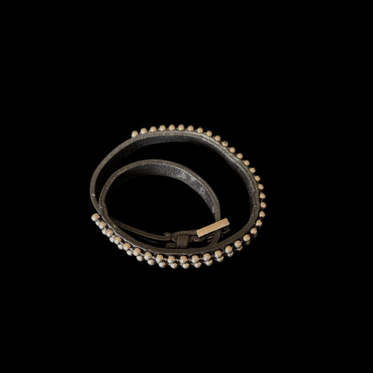 Wrap aroundLeather Bracelet with metal beading with strap