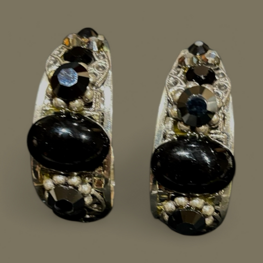 Beautiful half hoop pierced earrings with vibrant coloured stones