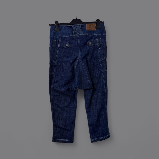 Asymmetrical Button-Front Cropped Denim Jeans