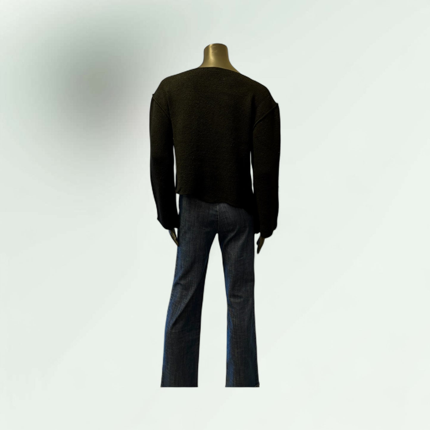 Black V-Neck Knit Sweater with Button Detail-Romulan- Lunatisme