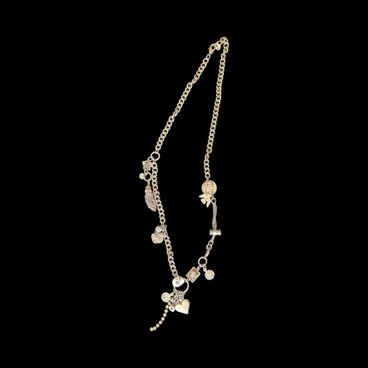 Sliver chain necklace featuering  unique assorted charms