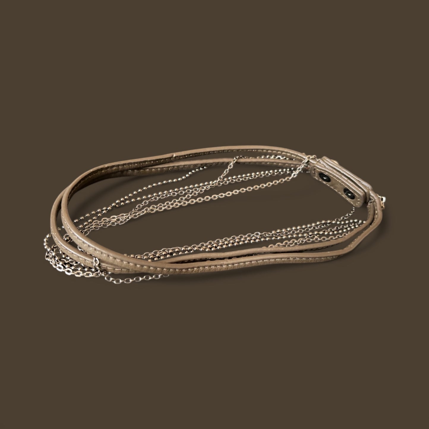 Leather and chain  Bracelet made of gun metal  also worn as a choker