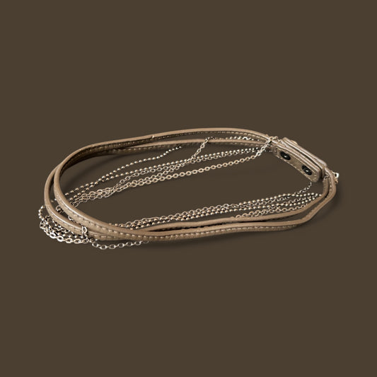 Leather and chain  Bracelet made of gun metal  also worn as a choker