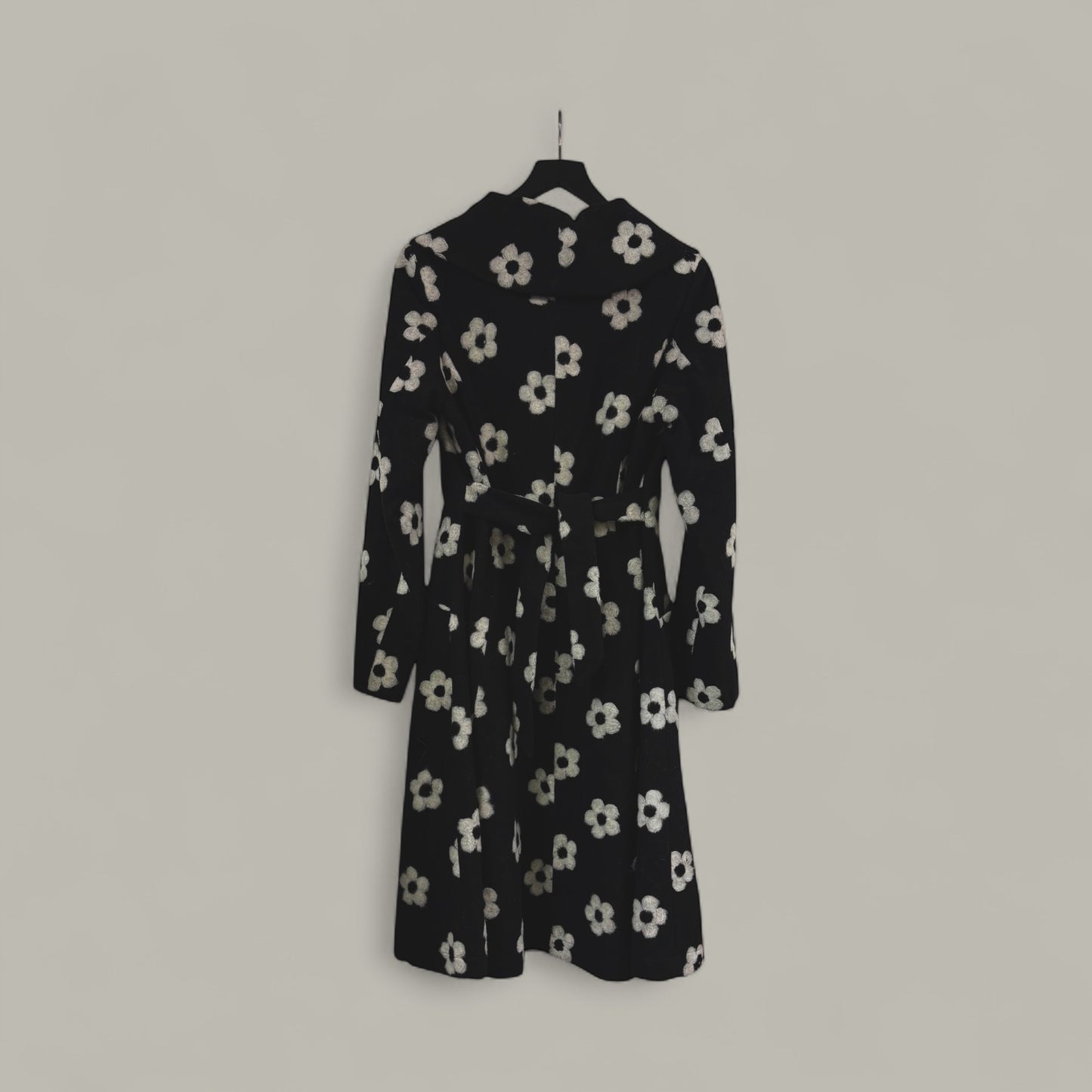 Black Floral Belted Coat STYLE NO.HE027/WFL