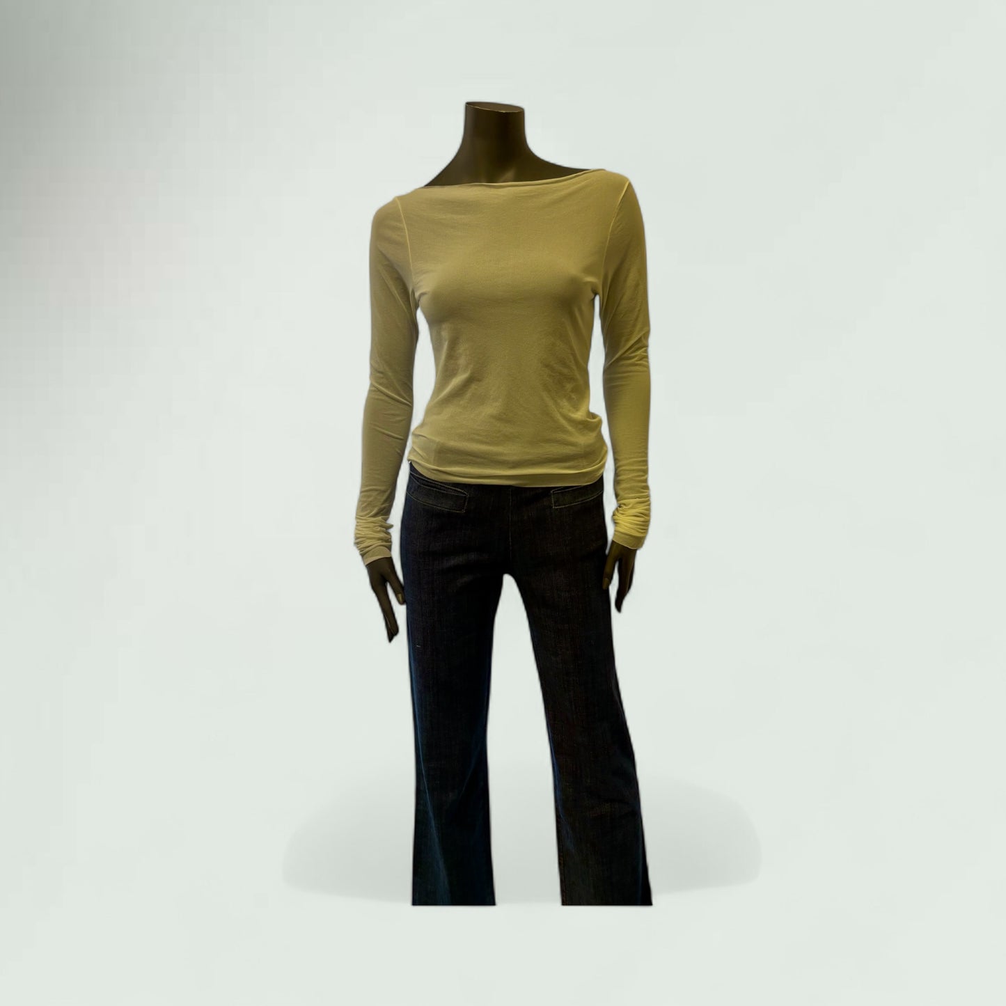 Model wearing Lightweight Mesh Long-Sleeve T-Shirt teamed with Art stretch trousers