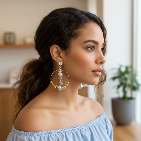 Dangly Hoop Earrings with coloured beads