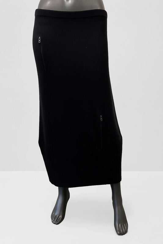 LONG KNITTED PULL UP SKIRT WITH ZIP AND RIB DETAIL Style No. Box 10 - Extravagance Fashion