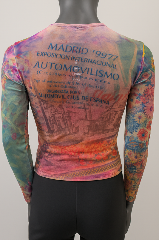 Printed Mesh T Shirt with Embelishment Paolo Madrid 1977 Print