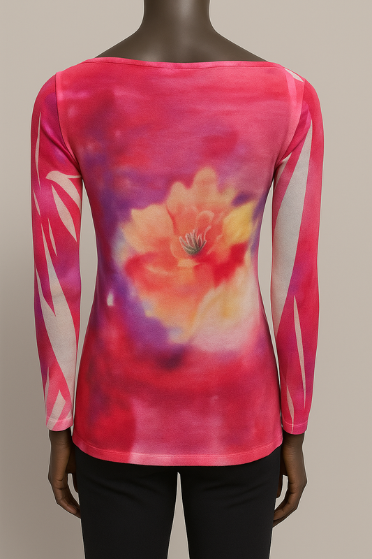 Printed Tunic Top style 9407 (Pink Flowers Print)