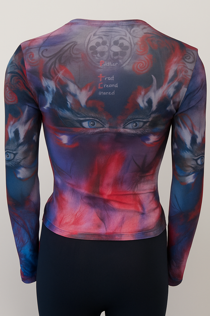 Printed Mesh T Shirt with Embelishment eye mask