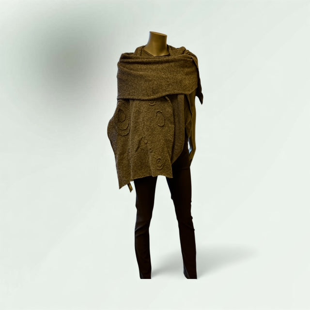 Showing Wrapped Brown embossed Scarf