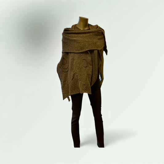 Showing Wrapped Brown embossed Scarf