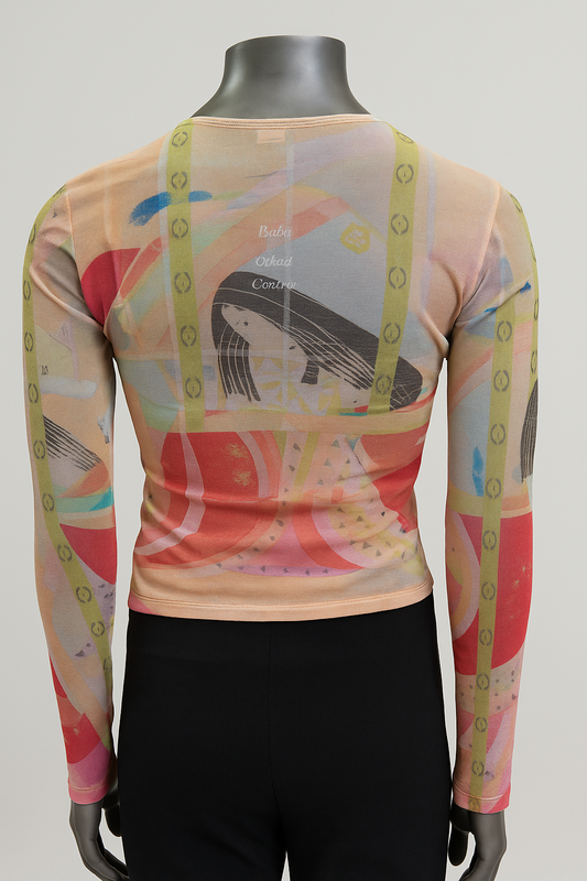 Printed Mesh T Shirt with Embelishment   Japanese Doll