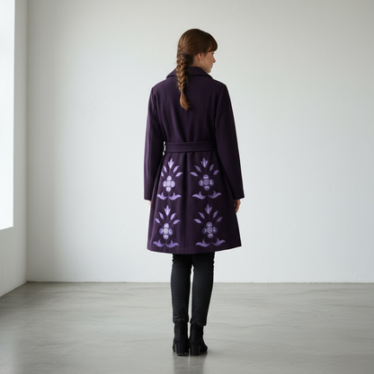 Embroided Purple wool Coat