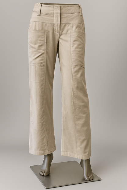 Beige Stretch Linen Trousers