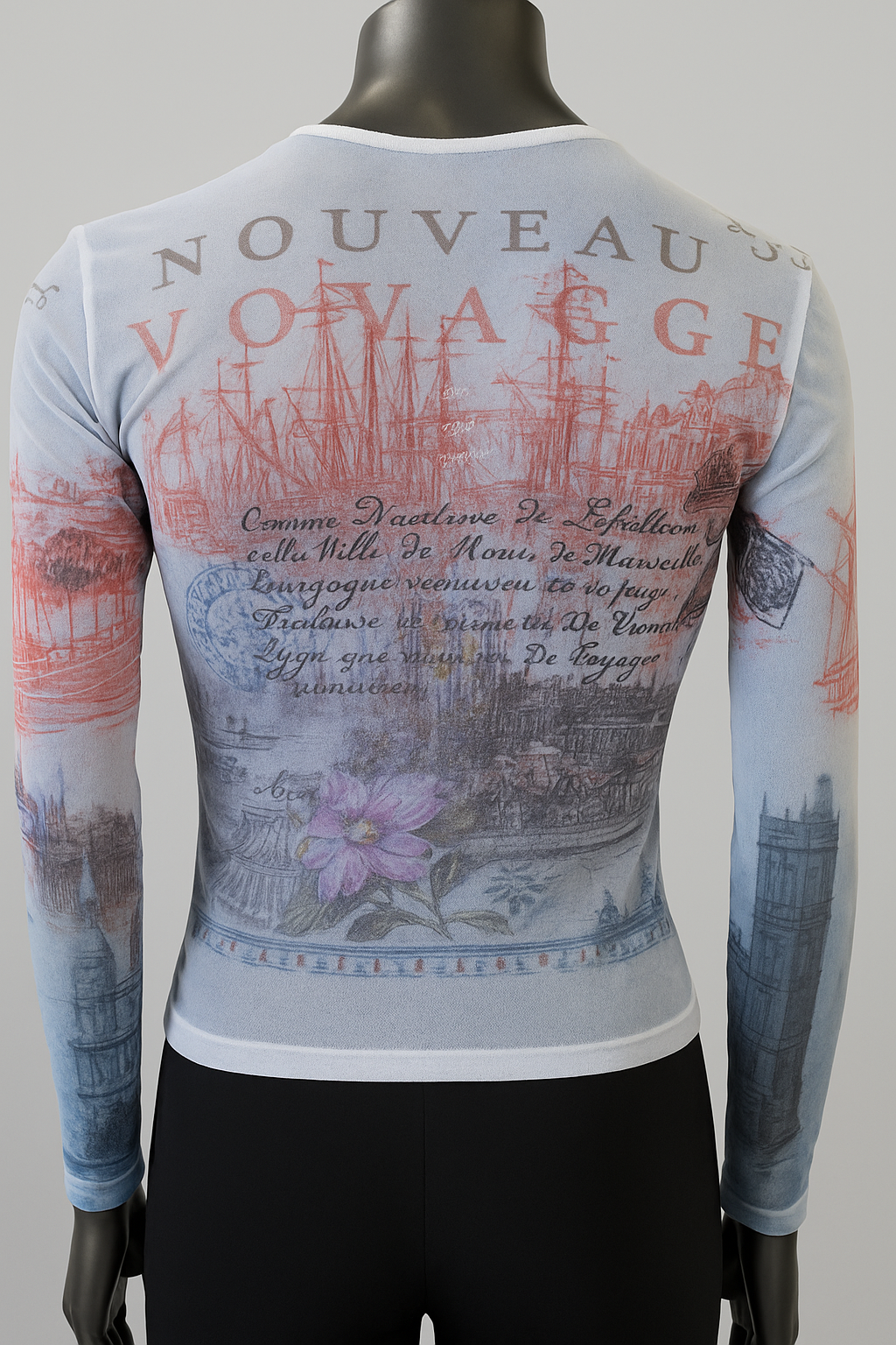 Printed Mesh T Shirt with Embelishment  Thamesis Print