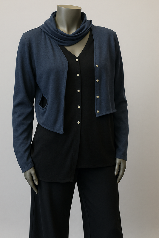 Two tone Blue black layered cardigan Style Boogy 13