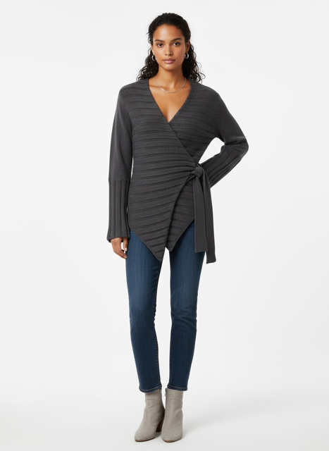 Wrap Wide Ribbed Cardigan Style Book 24