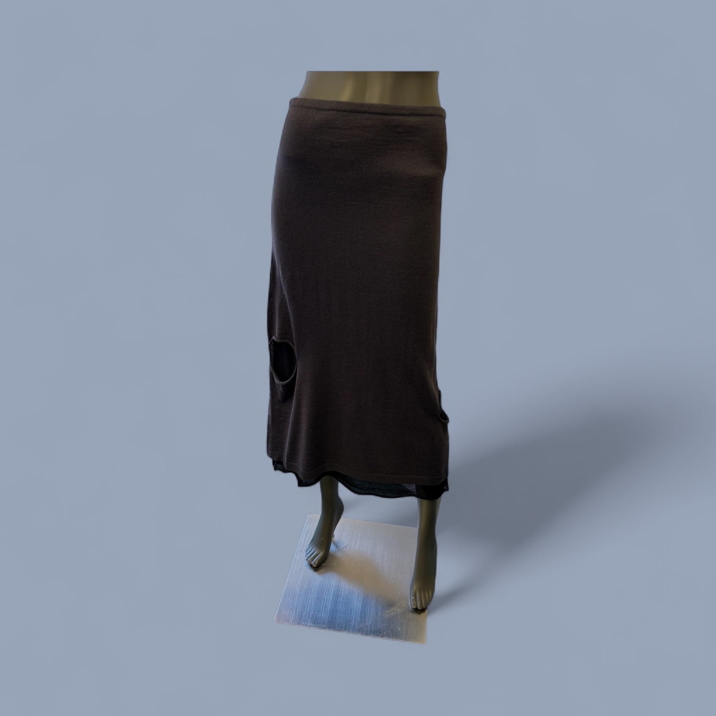 Contemporary Brown/Black Knit Maxi Skirt