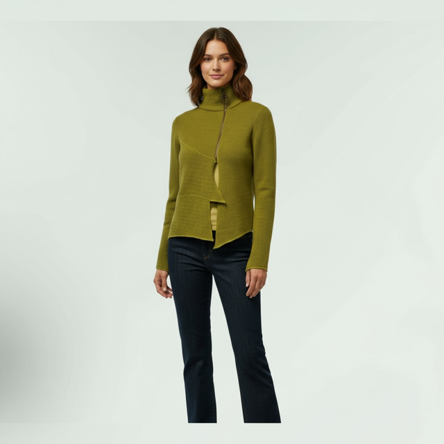 Asymmetric Zip Cardigan-Cham- Lunatisme