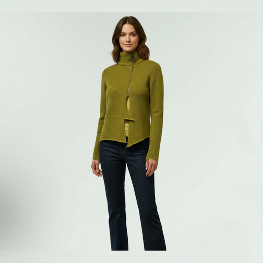 Asymmetric Zip Cardigan-Cham- Lunatisme