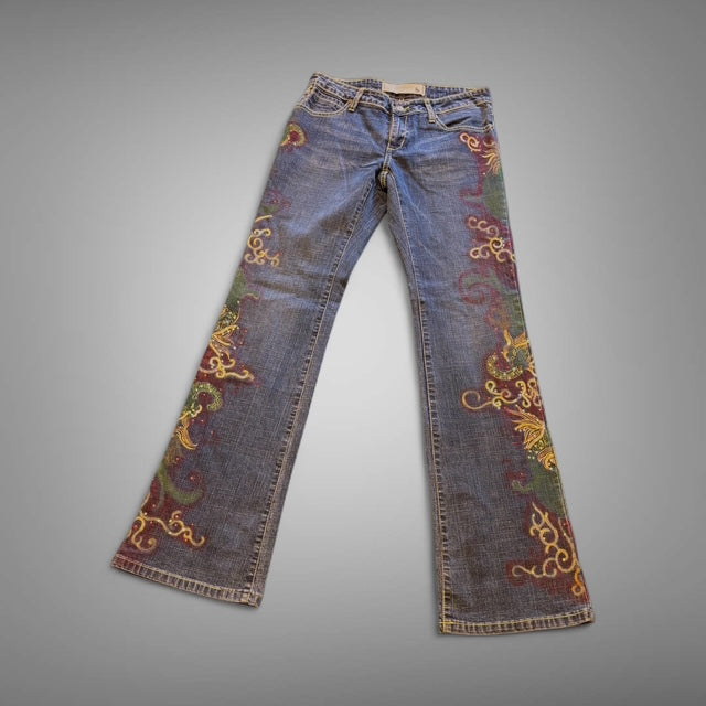 Hand Painted Jeans- Abstract Painting