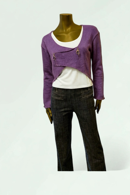 Lavender Asymmetric Wrap Knit Cardigan-Walyunga- Lunatisme