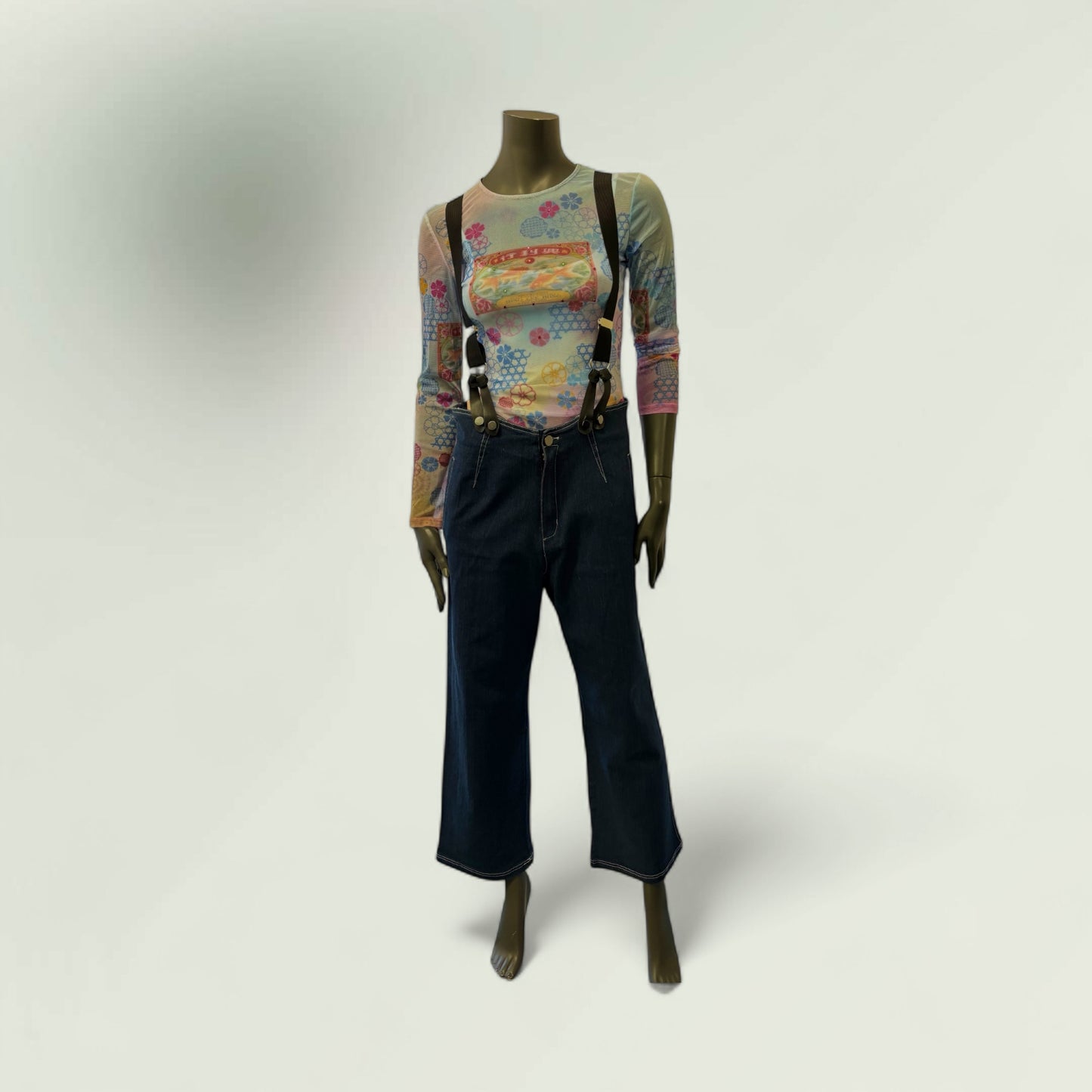 Jeans with Braces - Classic Denim with Adjustable Suspenders