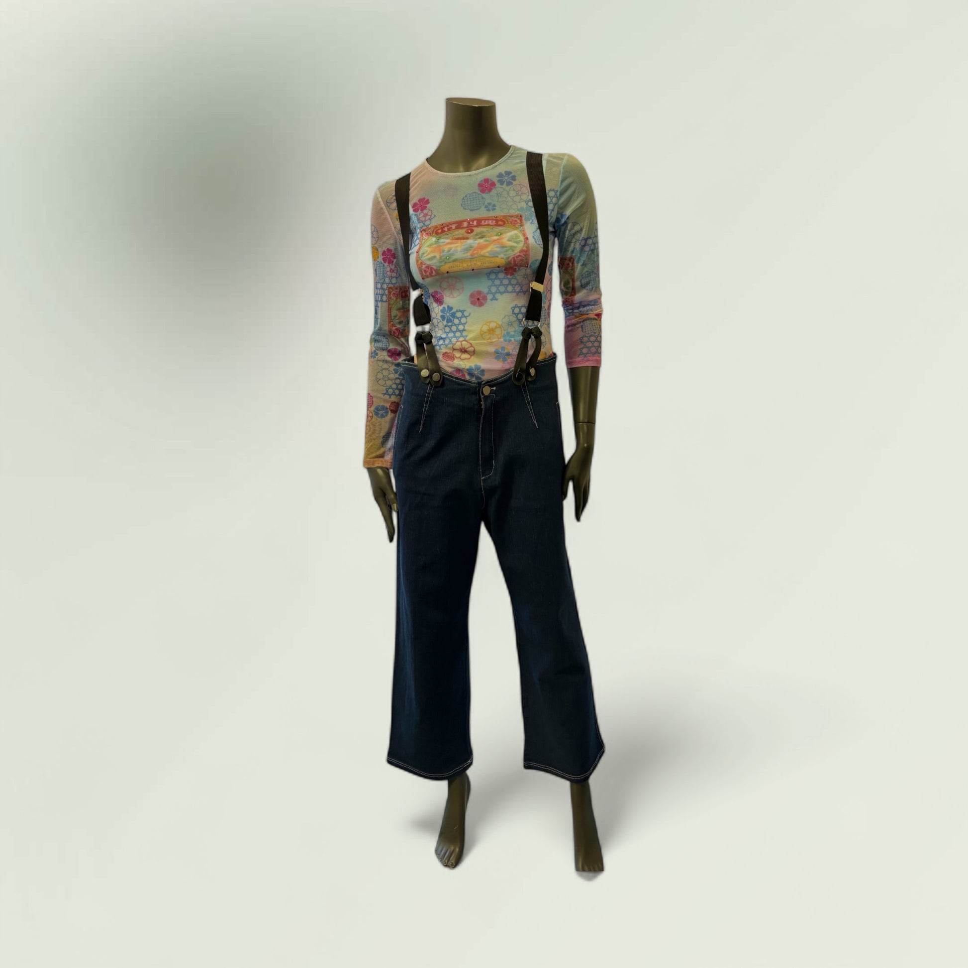 Jeans with Braces - Classic Denim with Adjustable Suspenders