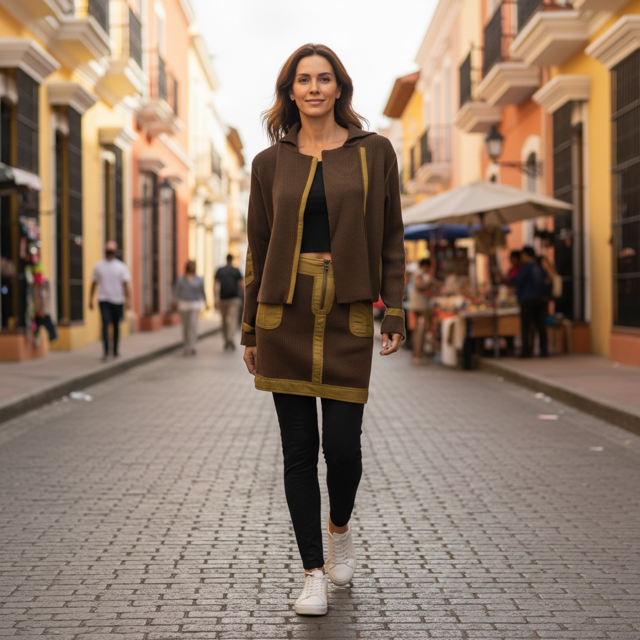 Team the Cardigan with the matchin patchwork Skirt