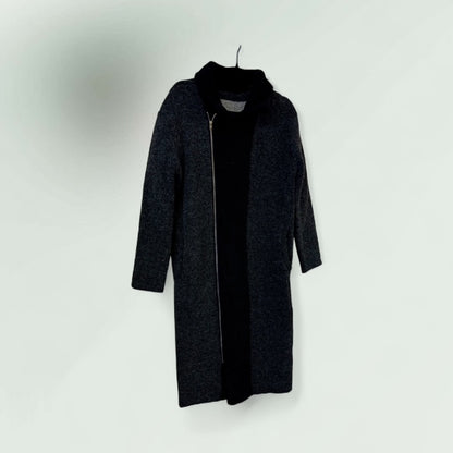 Cozy Knit Zip-Front  two/tone Cardigan Coat