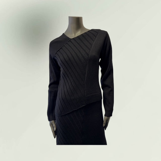 Women's Asymmetric Half-Ribbed Knit Sweater Style Book 20