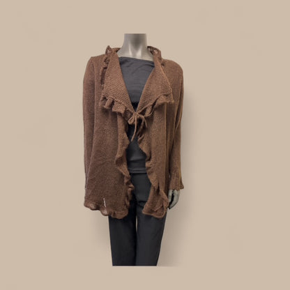 MOHAIR OPEN EDGE CARDIGAN WITH FRILLY BORDER AND TIE  -STYLE NO. GRANIT 501