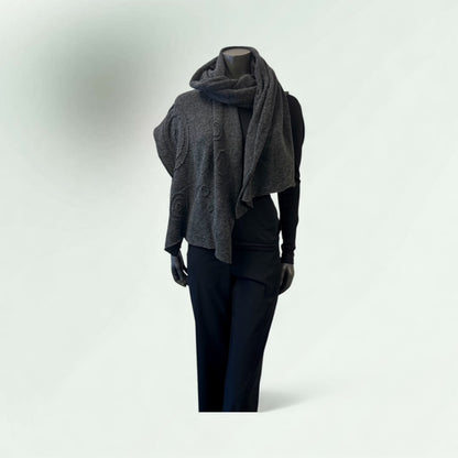 Showing Grey Scarf worn as cowl 