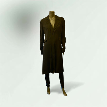 Black Pinstripe Coat  with Zipped Insert at the Back - Extravagance Fashion 