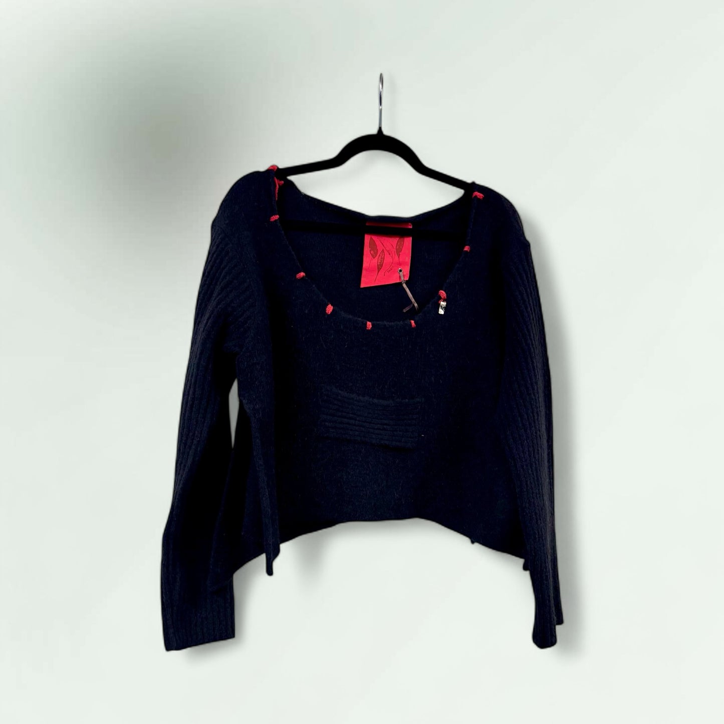 Women's Asymmetric Knit Sweater with Raw Neckline- Lunatisme