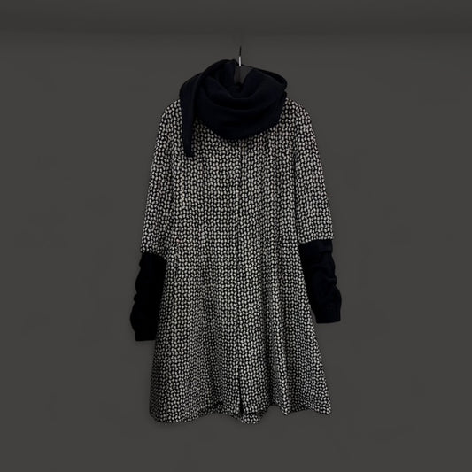 Elegant Houndstooth Flare Wool Coat STYLE HC015/WLG
